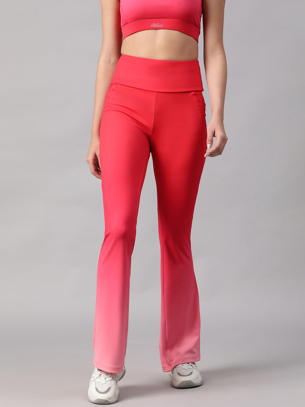 Dual Tone Flare Pant Hot Pink
