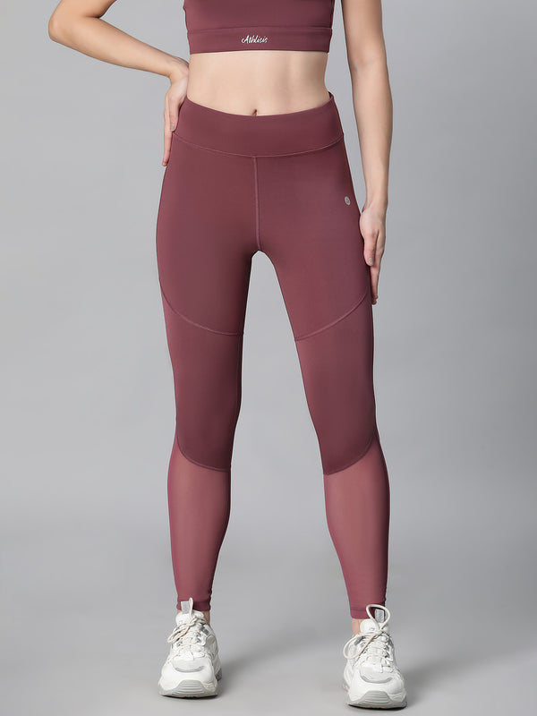 Geometric Mesh Leggings Mauve