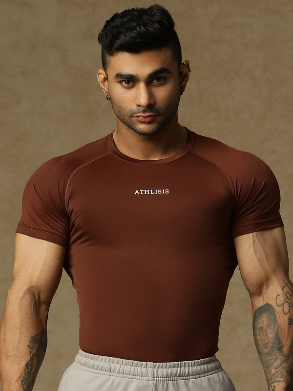 Basic Compression T-shirt Brown Athlisis Sports