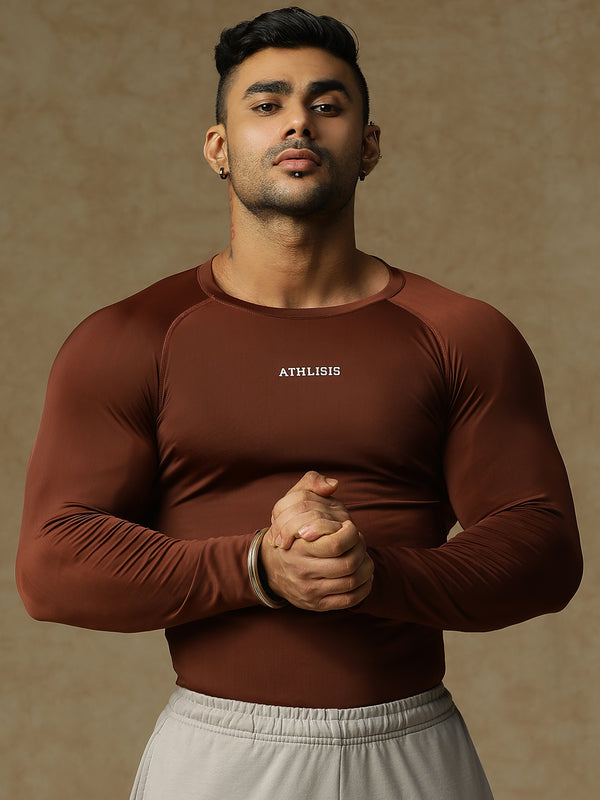 Basic Full Compression T-shirt Brown