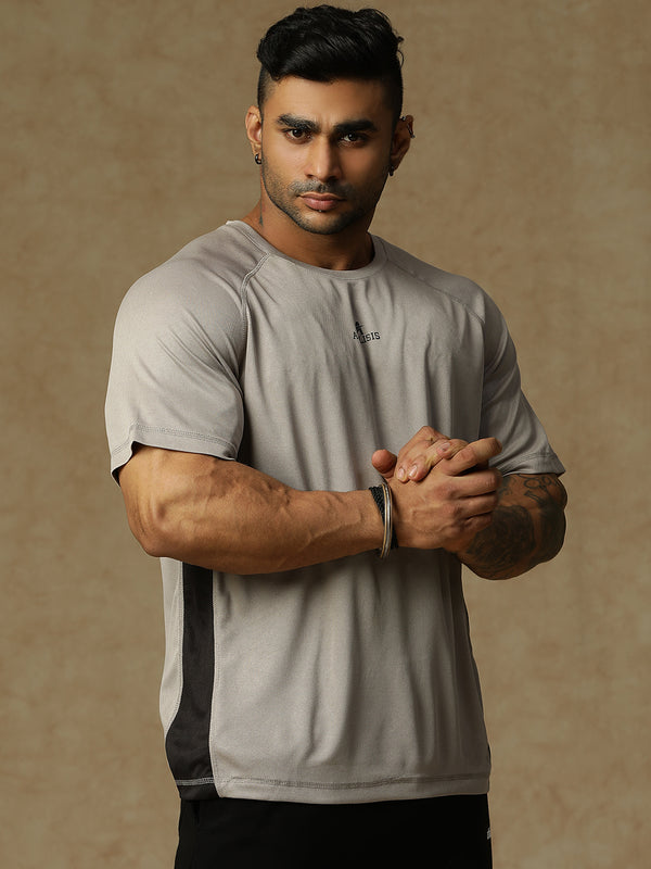 Contrast Side Panel T-Shirt Gray