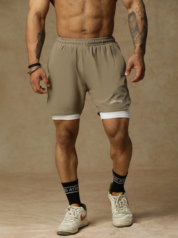2 in 1 Lining Shorts Tan