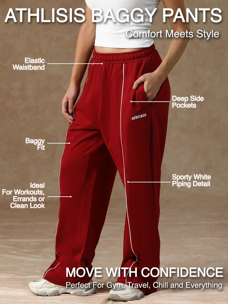 Flow Piping Sweatpants Maroon