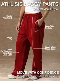 Flow Piping Sweatpants Maroon