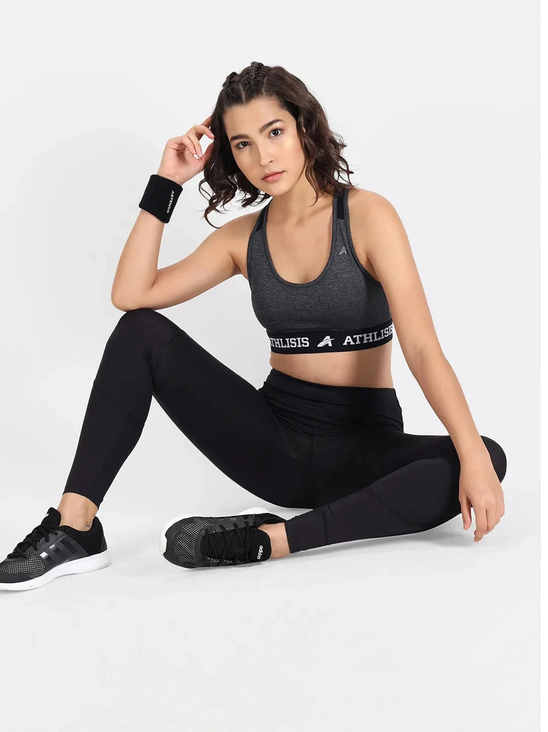 Typography Non-Wired Lightly Padded Workout Bra Athlisis Sports