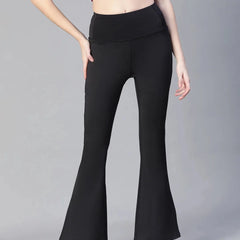 Women Black High Waist Tall Flare Pants Athlisis Sports