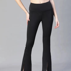 Women Black High Waist Tall Flare Pants Athlisis Sports