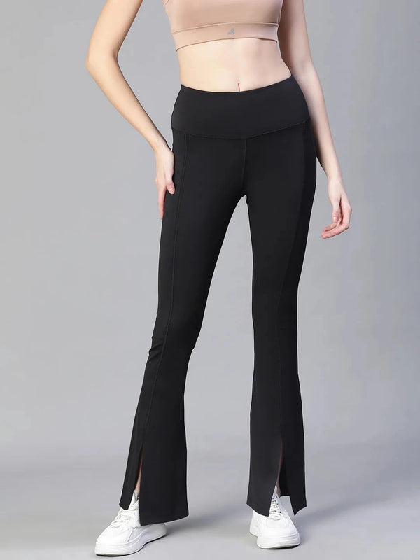 Women Black High Waist Tall Flare Pants Athlisis Sports