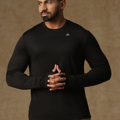 Regular Fit Thumb Hole T-Shirt Black