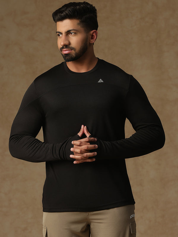Regular Fit Thumb Hole T-Shirt Black