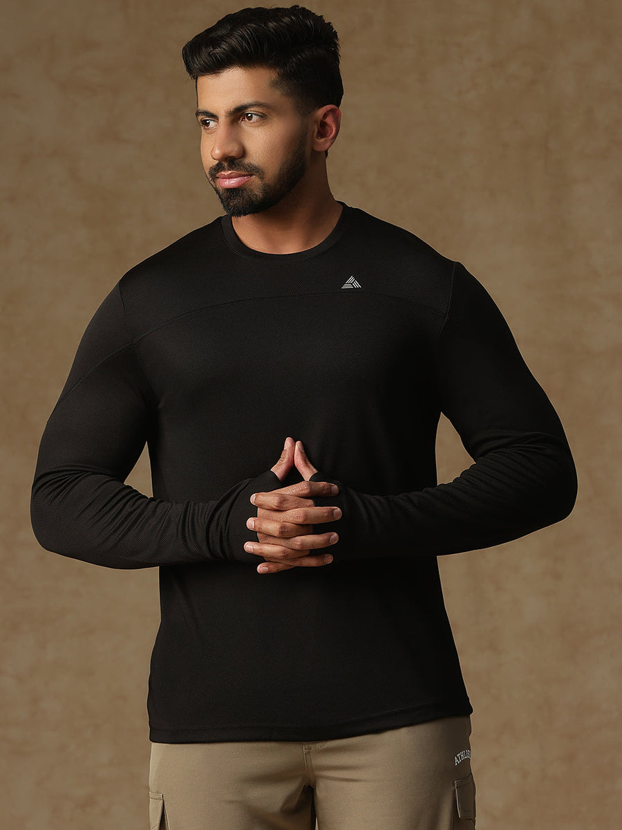 Regular Fit Thumb Hole T-Shirt Black Athlisis Sports