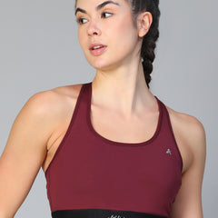 Ruched Sports Bra Maroon
