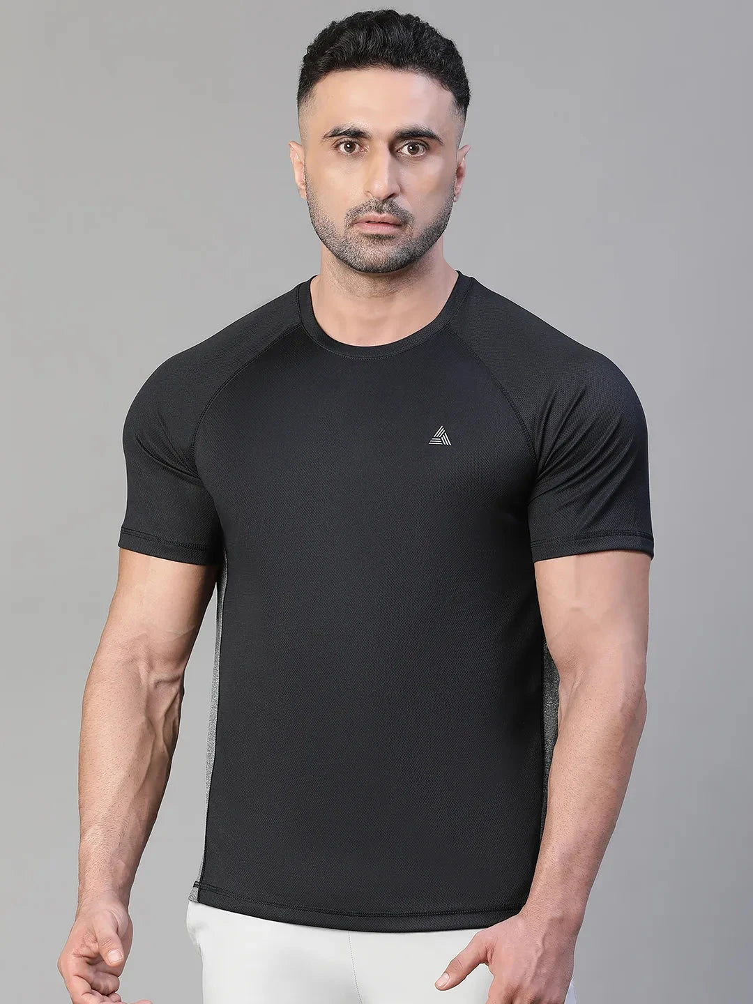 Contrast Side Panel T-Shirt Black Athlisis Sports