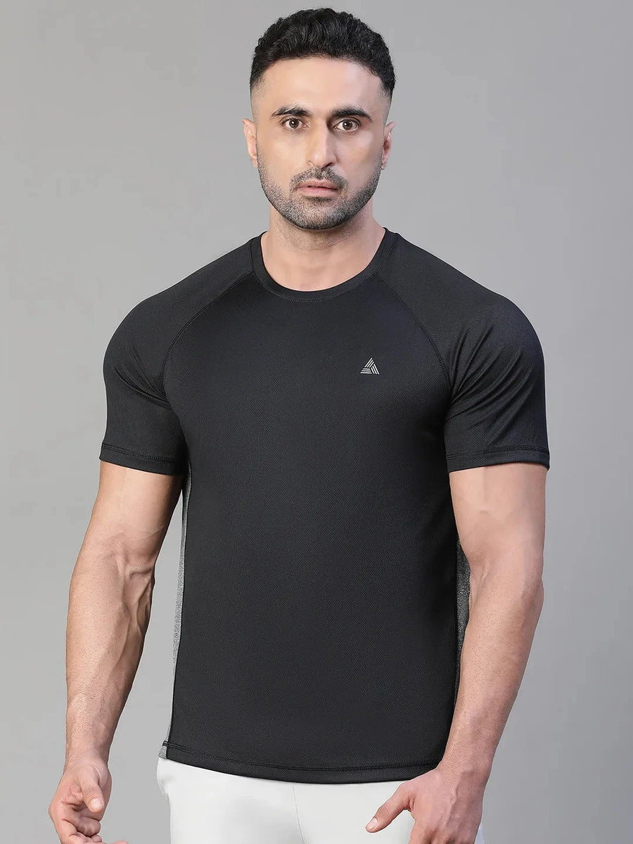 Contrast Side Panel T-Shirt Black Athlisis Sports