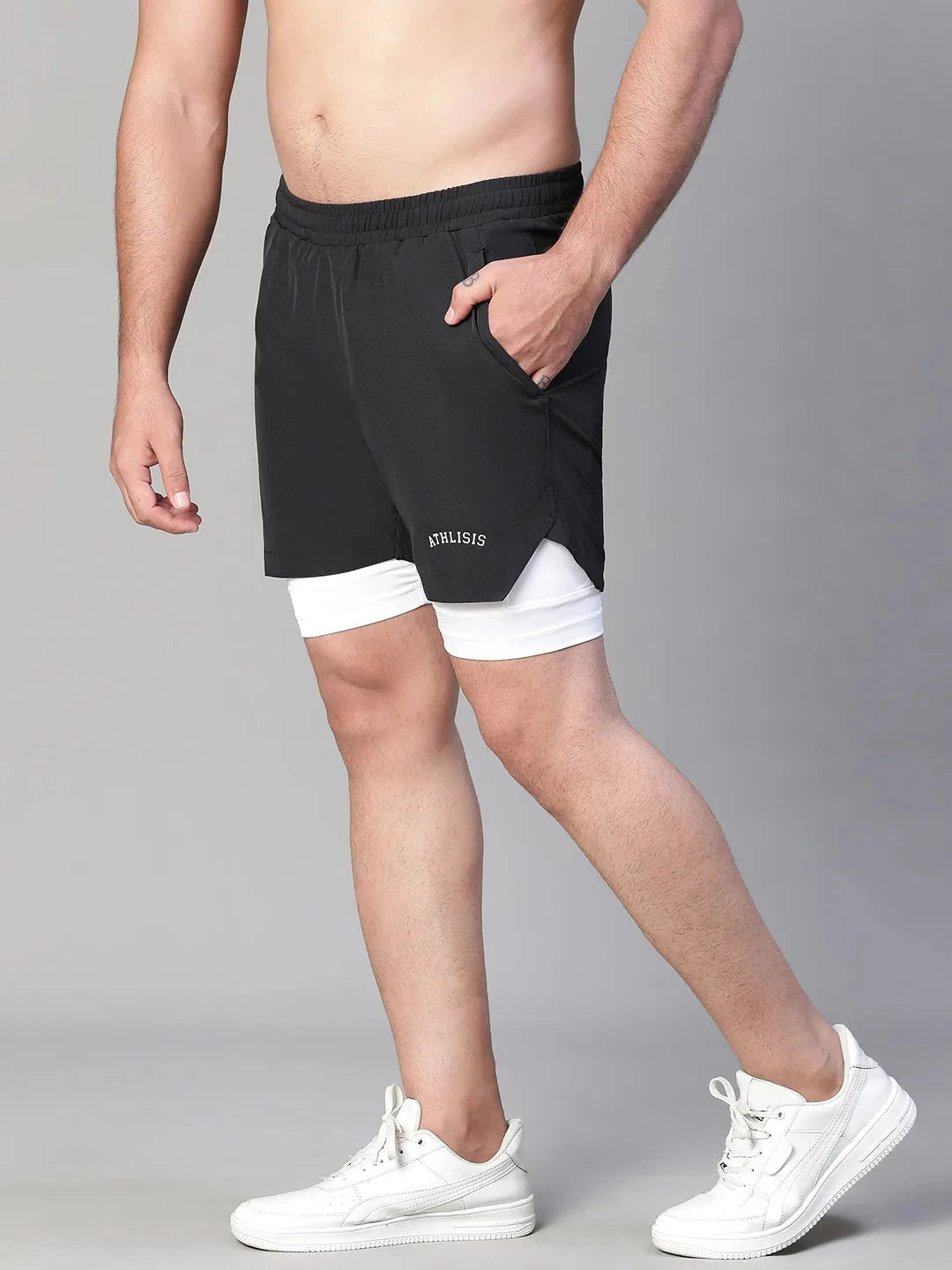 2 in 1 Lining Shorts Black Athlisis Sports