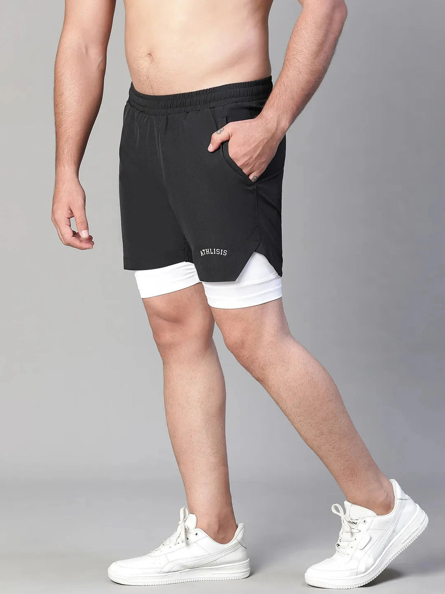 2 in 1 Lining Shorts Black Athlisis Sports