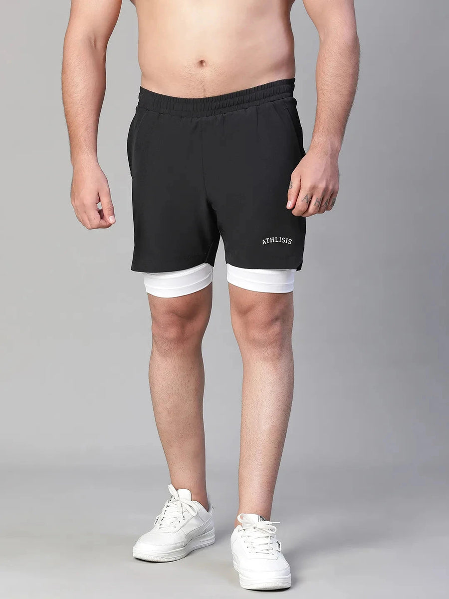 2 in 1 Lining Shorts Black Athlisis Sports