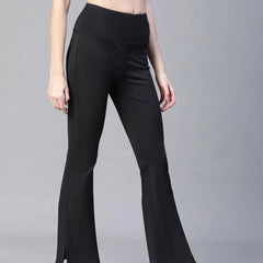 Women Black High Waist Tall Flare Pants Athlisis Sports