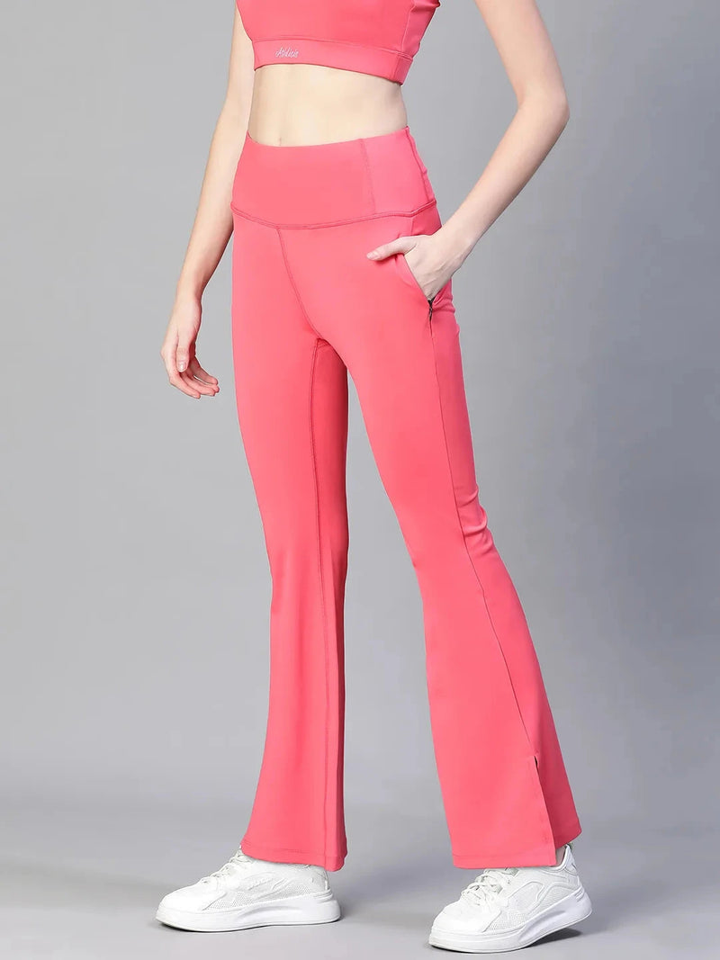 Women Black High Waist Tall Flare Pants Athlisis Sports