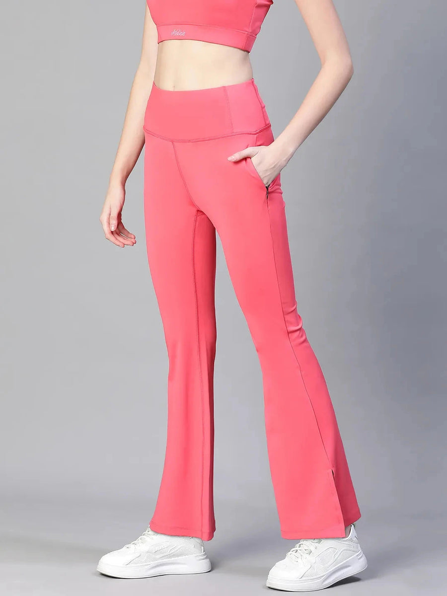 Women Black High Waist Tall Flare Pants Athlisis Sports