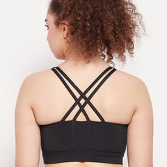 Criss-Cross Back Sports Bra Black