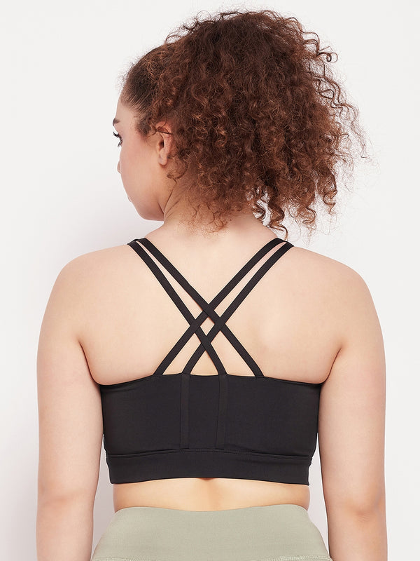 Criss-Cross Back Sports Bra Black