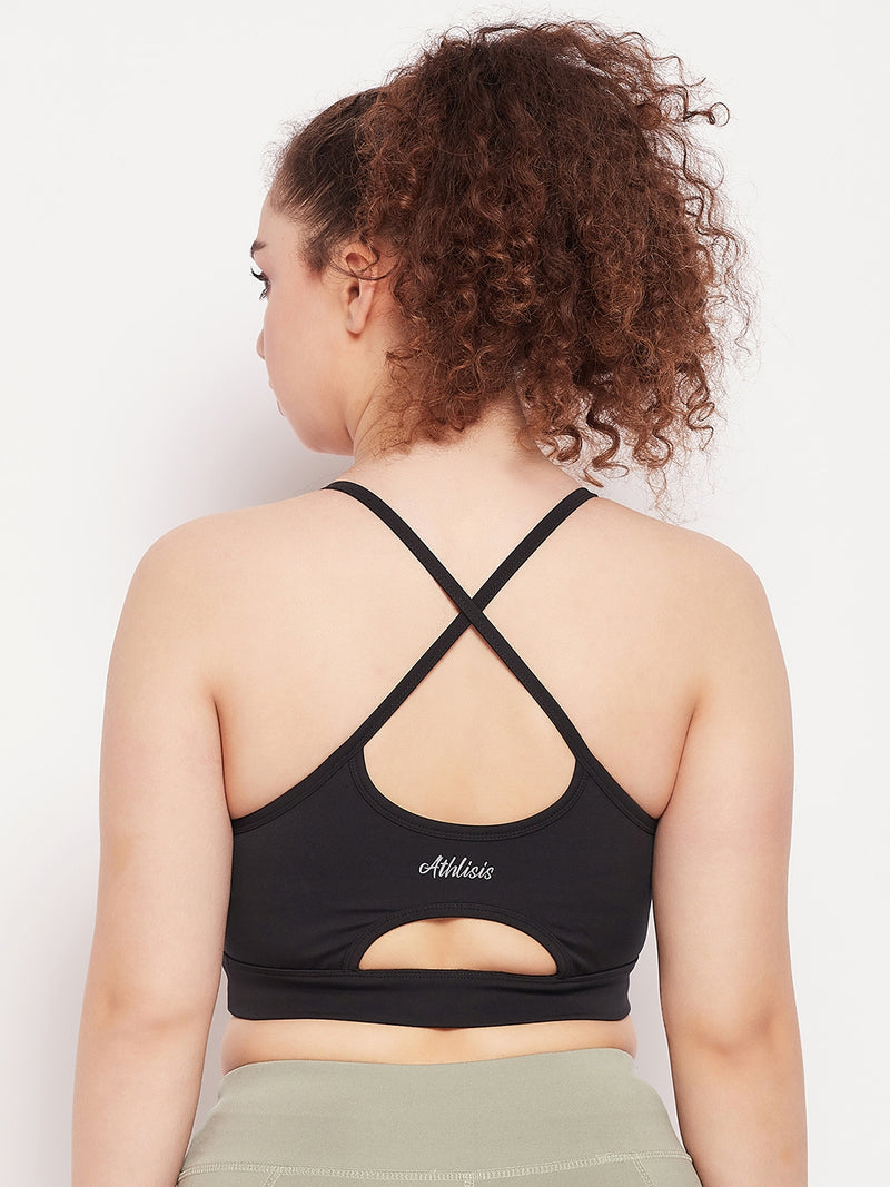 Keyhole X-Back Sports Bra Black