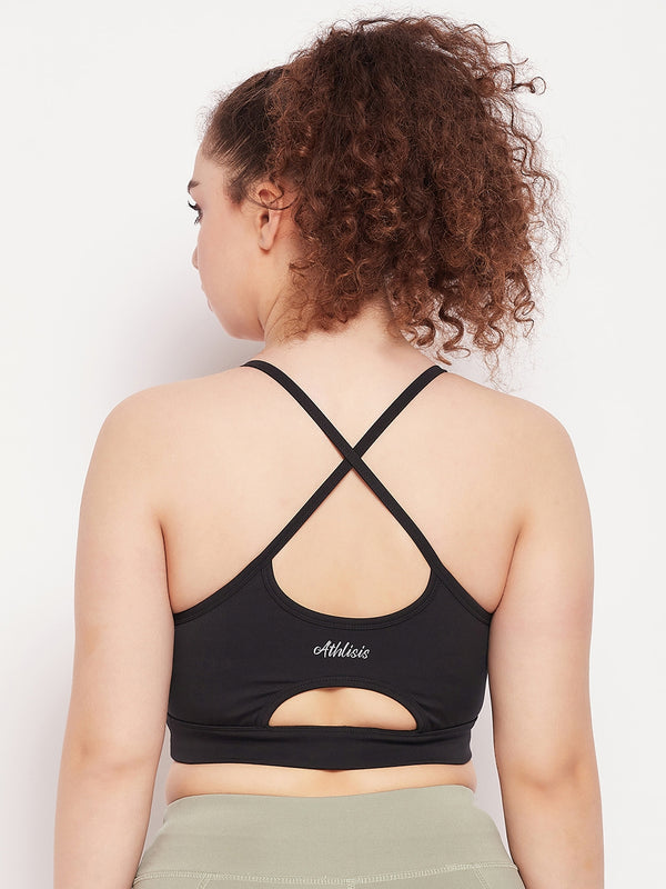 Keyhole X-Back Sports Bra Black