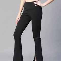 Women Black High Waist Tall Flare Pants Athlisis Sports