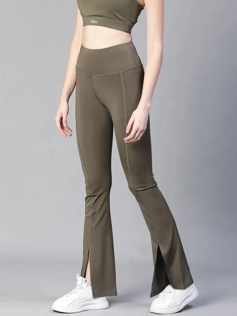 Women Black High Waist Tall Flare Pants Athlisis Sports