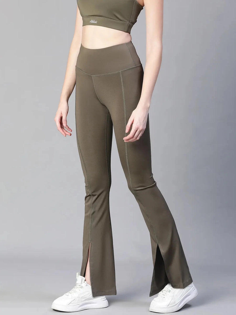 Women Black High Waist Tall Flare Pants Athlisis Sports