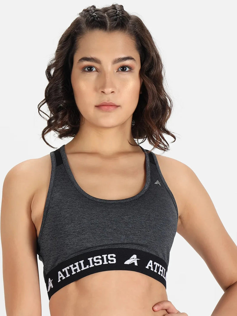Typography Non-Wired Lightly Padded Workout Bra Athlisis Sports