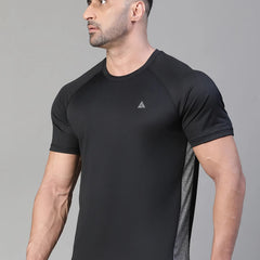 Contrast Side Panel T-Shirt Black