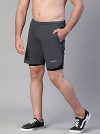 2 in 1 Lining Shorts Dark Gray Athlisis Sports
