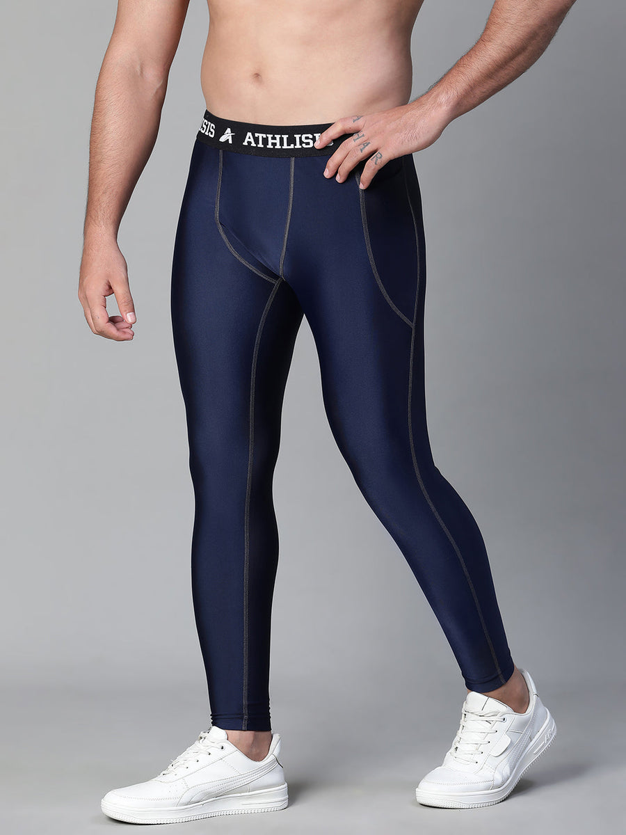 Nylon Basic Compression Tights Blue Athlisis Sports