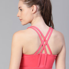 Criss-Cross Back Sports Bra Hot Pink