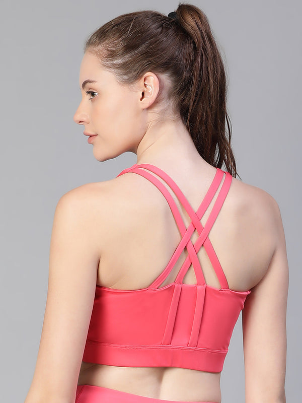 Criss-Cross Back Sports Bra Hot Pink