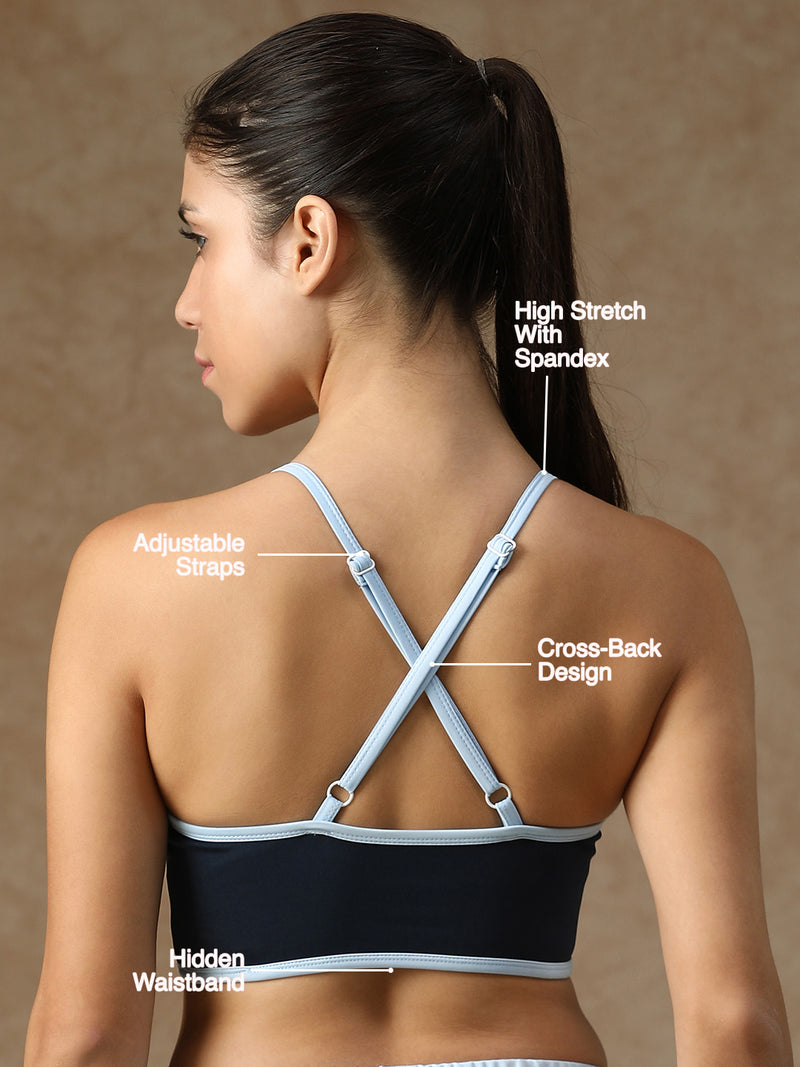 Flow Piping Sports Bra Navy