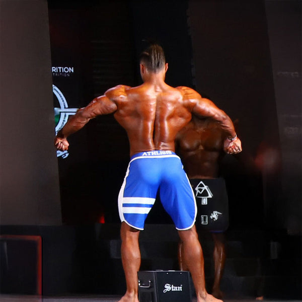 R Blue Panel Men's Physique Shorts