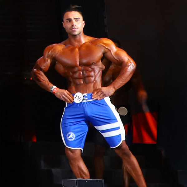 R Blue Panel Men's Physique Shorts
