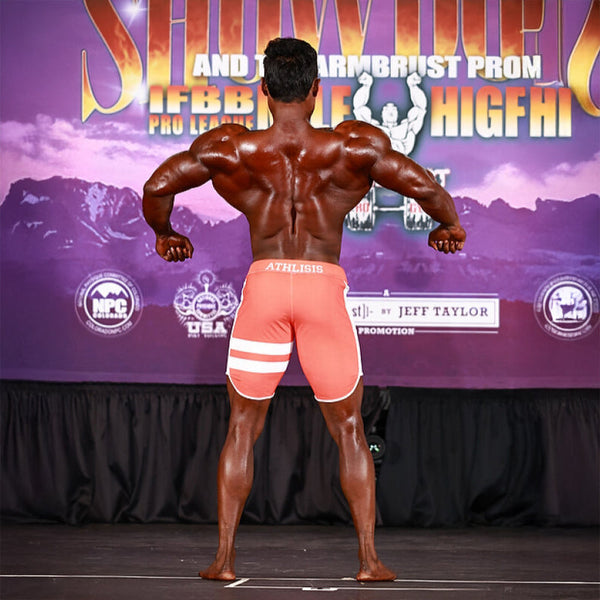 Coral & White Stripe Men's Physique Shorts