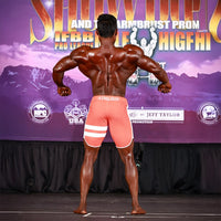 Coral & White Stripe Men's Physique Shorts