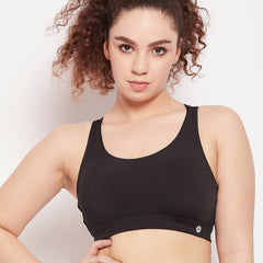 Geometric Strap Sports Bra Black