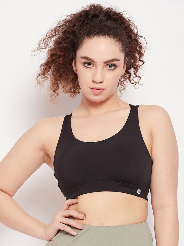 Geometric Strap Sports Bra Black
