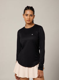 Curved Hem Full Sleeve T-Shirt Black