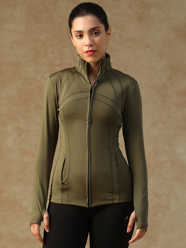 Ergonomic Seam Zip Jacket Olive