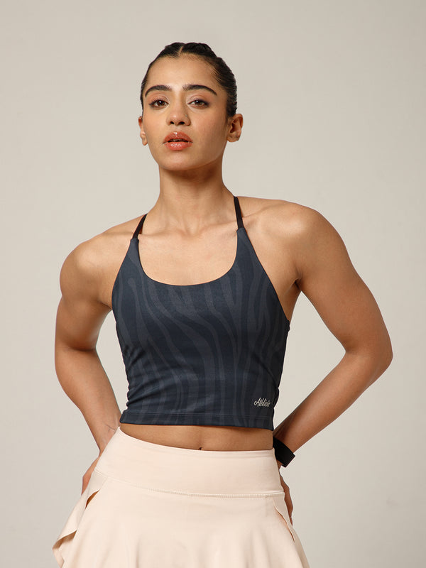 Cross Back Built In Bra Zebra Print