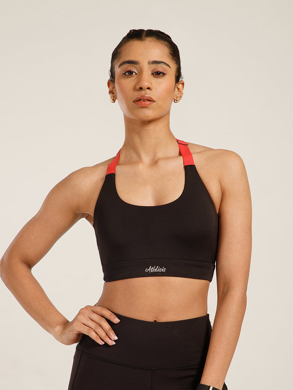 Y Adjustable Sports Bra Black & Pink