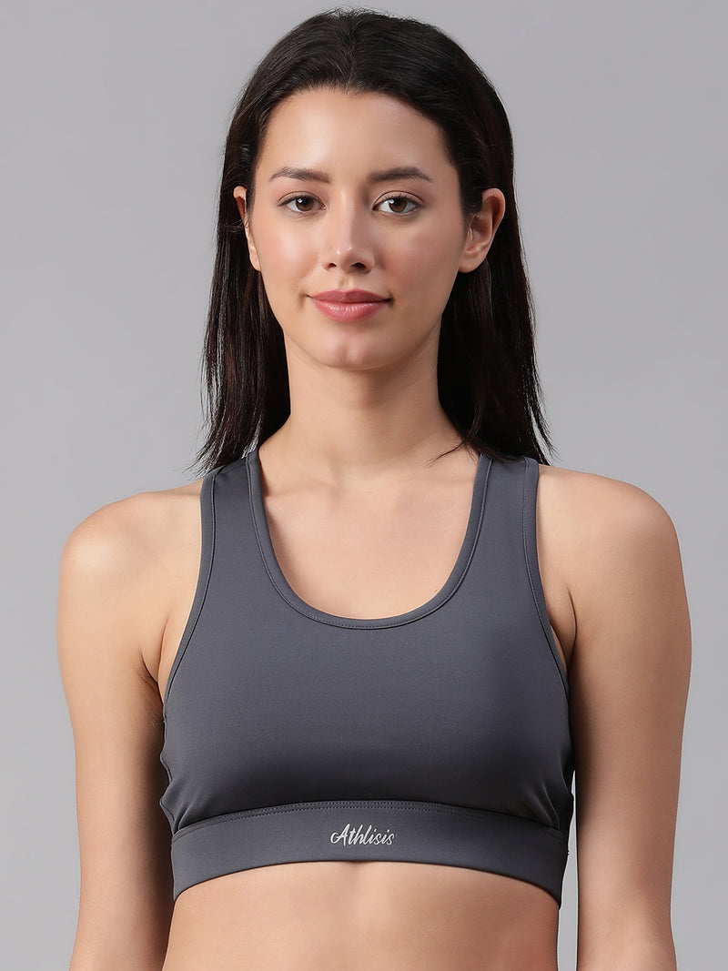 Minimalist Cutout Sports Bra Gray