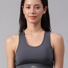 Minimalist Cutout Sports Bra Gray